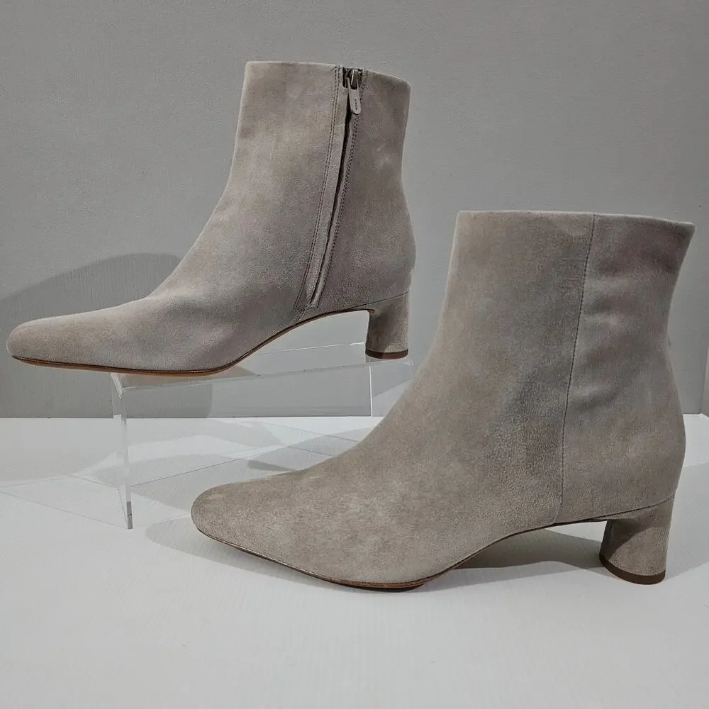 Vince Hilda Ankle Boot Womens 11 Grey Suede Kitten Heel Minimalist Designer
